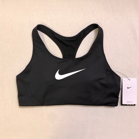 NIKE Dri-FIT Nike Swoosh Medium Support Sports Bra — LARGE — Black — NWT - Picture 1 of 13